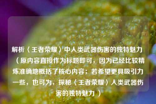 解析〈王者荣耀〉中人类武器伤害的独特魅力 （原内容直接作为标题即可，因为已经比较精炼准确地概括了核心内容；若希望更具吸引力一些，也可为，探秘〈王者荣耀〉人类武器伤害的独特魅力 ）