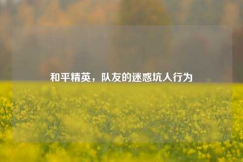 和平精英，队友的迷惑坑人行为