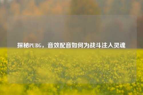 探秘PUBG，音效配音如何为战斗注入灵魂