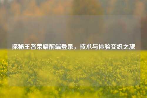 探秘王者荣耀前端登录，技术与体验交织之旅