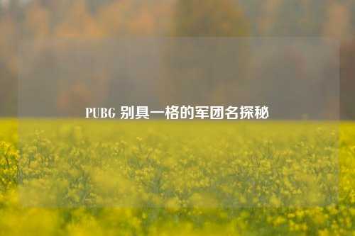 PUBG 别具一格的军团名探秘