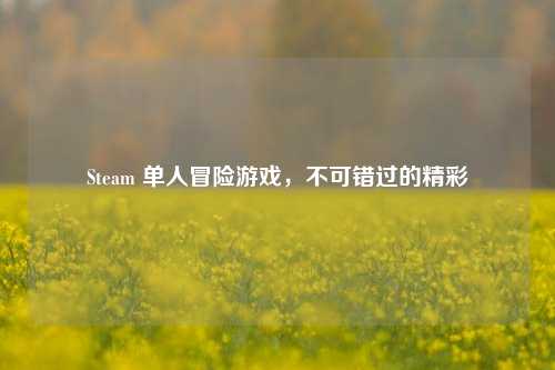 Steam 单人冒险游戏，不可错过的精彩