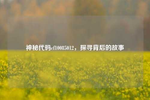 神秘代码cf10085012，探寻背后的故事