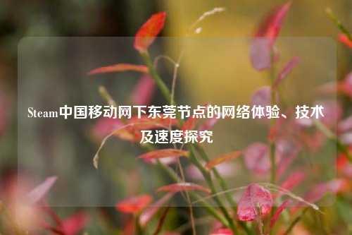 Steam中国移动网下东莞节点的 *** 体验、技术及速度探究