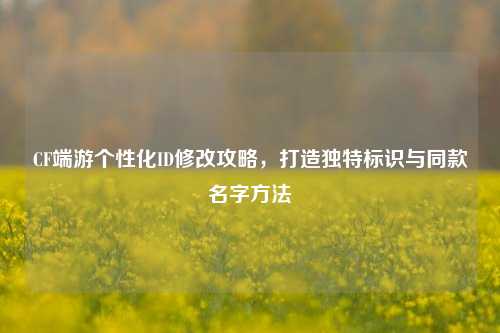 CF端游个性化ID修改攻略,打造独特标识与同款名字 ***