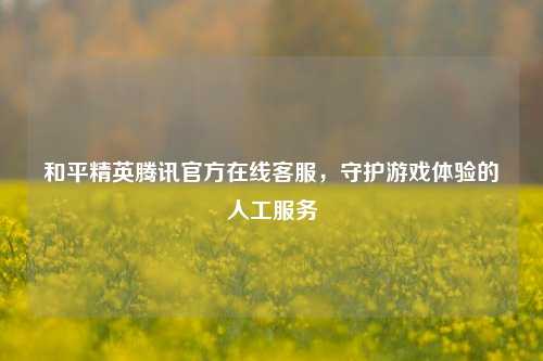 和平精英腾讯官方在线 *** ，守护游戏体验的人工服务