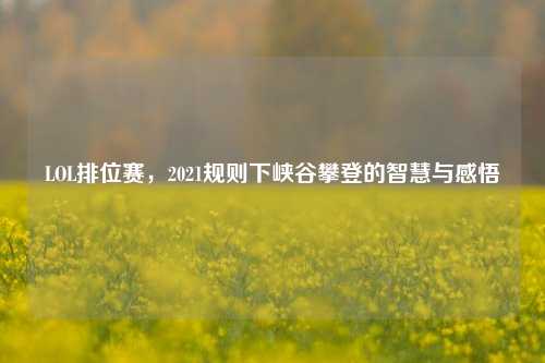 LOL排位赛，2021规则下峡谷攀登的智慧与感悟
