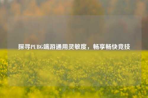 探寻PUBG端游通用灵敏度，畅享畅快竞技