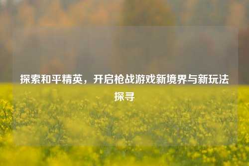 探索和平精英,开启枪战游戏新境界与新玩法探寻