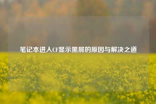 笔记本进入CF显示黑屏的原因与解决之道