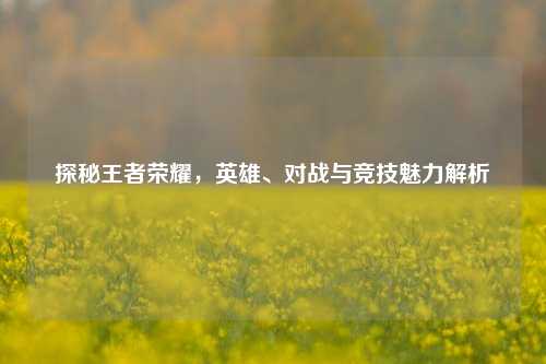 探秘王者荣耀,英雄、对战与竞技魅力解析