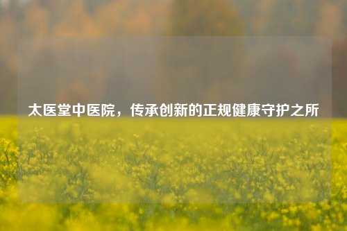 太医堂中医院,传承创新的正规健康守护之所