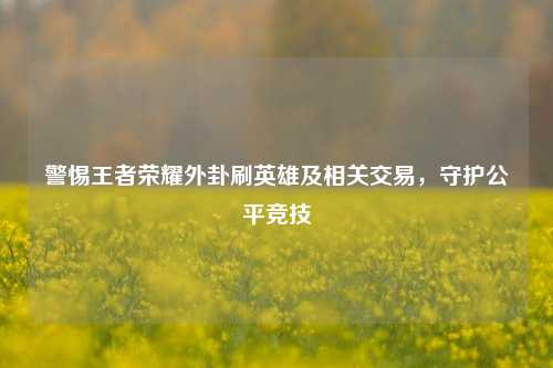 警惕王者荣耀外卦刷英雄及相关交易,守护公平竞技