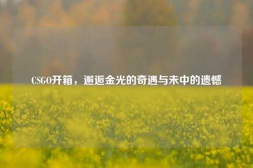 CSGO开箱,邂逅金光的奇遇与未中的遗憾