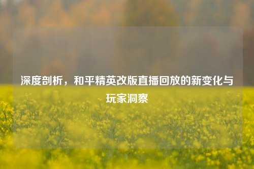 深度剖析，和平精英改版直播回放的新变化与玩家洞察