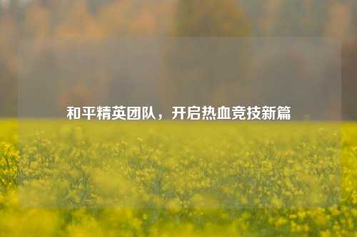 和平精英团队,开启热血竞技新篇
