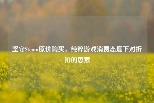坚守Steam原价购买,纯粹游戏消费态度下对折扣的思索