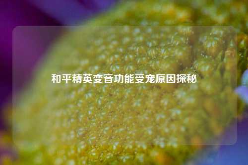 和平精英变音功能受宠原因探秘