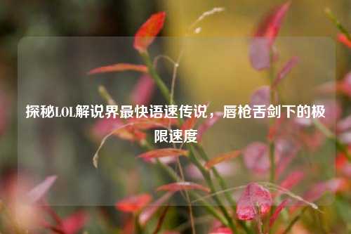 探秘LOL解说界最快语速传说,唇枪舌剑下的极限速度