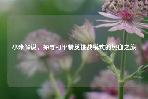小米解说,探寻和平精英挑战模式的热血之旅