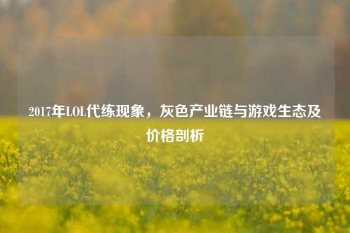 2017年LOL代练现象,灰色产业链与游戏生态及价格剖析