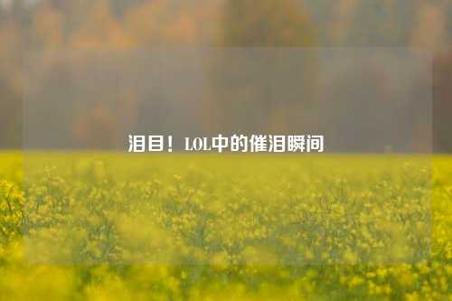 泪目!LOL中的催泪瞬间