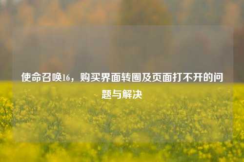 使命召唤16,购买界面转圈及页面打不开的问题与解决