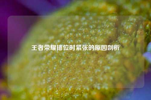 王者荣耀排位时紧张的原因剖析