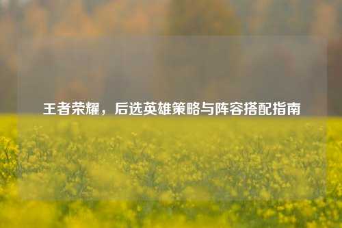 王者荣耀，后选英雄策略与阵容搭配指南