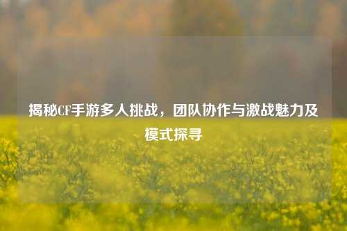 揭秘CF手游多人挑战，团队协作与激战魅力及模式探寻