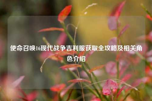 使命召唤16现代战争吉利服获取全攻略及相关角色介绍