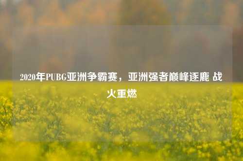 2020年PUBG亚洲争霸赛,亚洲强者巅峰逐鹿 战火重燃