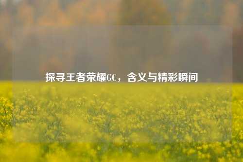 探寻王者荣耀GC,含义与精彩瞬间