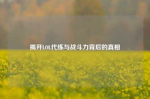 揭开LOL代练与战斗力背后的真相