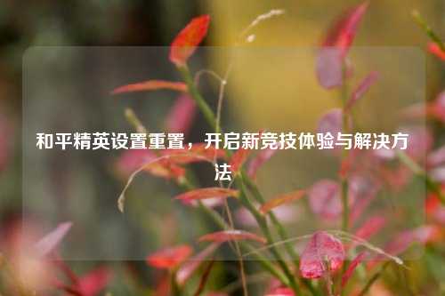 和平精英设置重置,开启新竞技体验与解决 ***