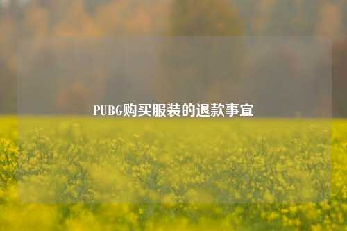 PUBG购买服装的退款事宜